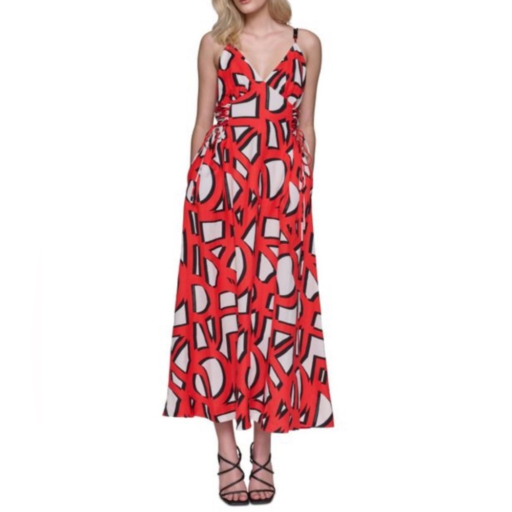 Karl Lagerfeld
Women's Blue Floral-print Lace-up‎ Midi Dress - Picture 5 of 13